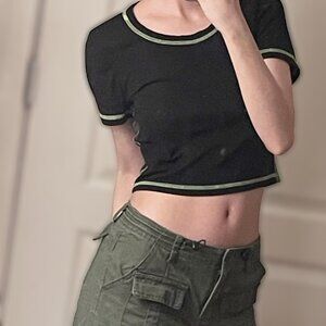 black and green cropped top